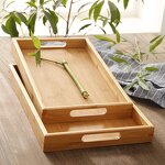 Bamboo Tray Manufacturer - Wholesale Modern Engraved Rectangle Food Dessert Tray