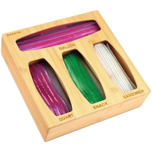 Ziplock Bag Organizer Manufacturer - Eco-Friendly Bamboo Kitchen Food Storage Box