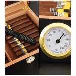 Cigar Humidor Manufacturer - Custom Small Dark Wooden Lacquer Glass Top Box