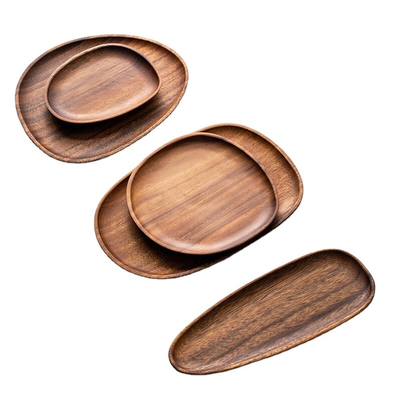 Serving Tray Manufacturer - Eco-Friendly Round Acacia Wood Cutlery Decorative Tray