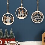 Christmas Ornament Manufacturer - Hot Sale Retro Round Boxwood Laser Cut Hanging