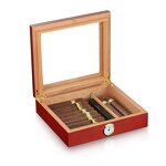 Cigar Humidor Manufacturer - Custom Small Dark Wooden Lacquer Glass Top Box