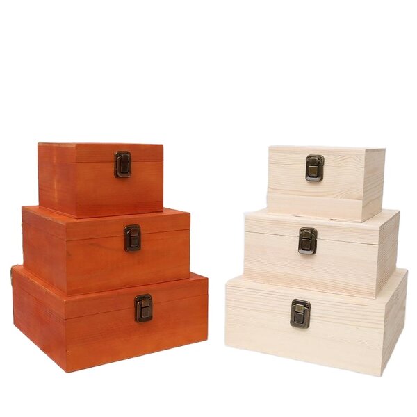 Wooden Gift Box Manufacturer - Custom Logo Solid Pine Square Hinge Lid Box