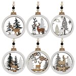 Christmas Ornament Manufacturer - Hot Sale Retro Round Boxwood Laser Cut Hanging