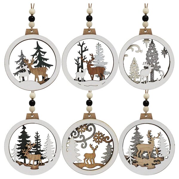 Christmas Ornament Manufacturer - Hot Sale Retro Round Boxwood Laser Cut Hanging