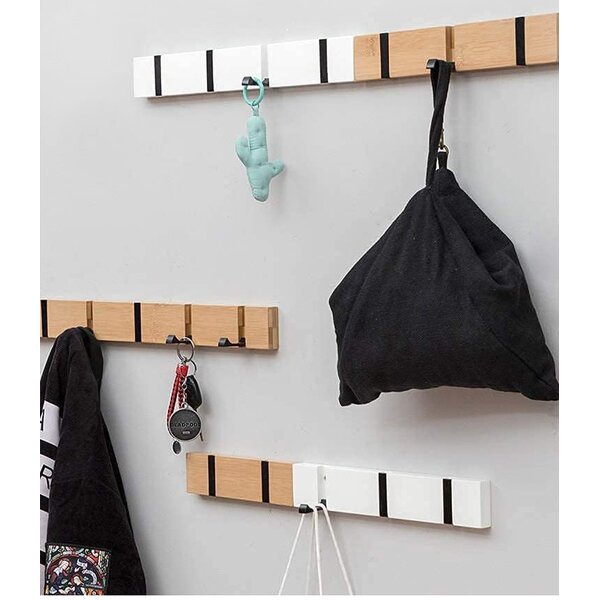 Wall Hooks Manufacturer - Multifunctional 5 Hooks Bamboo Wall Mounted Coat Hanger