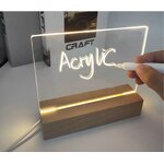 LED Night Light Manufacturer - DIY 3D Light with Wood Stand Erasable Acrylic Board