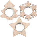 Wooden Candle Holder Manufacturer - Custom Snowflake Deer Christmas Tree Tealight