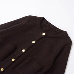 Pocket Decoration Knitted Sweater Factory - OEM Custom Retro Round Neck Single-breasted