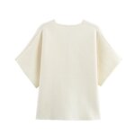 Plain Short-sleeved Sweater Factory - OEM Custom Retro V-neck Single-breasted Female