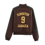 Printed Zipper Sweatshirt Factory - OEM Custom Ribbed Collar Women's Casual