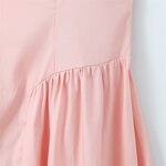 Pink Square Neck Dress Factory - OEM Custom Retro Waist Pleated Sleeveless