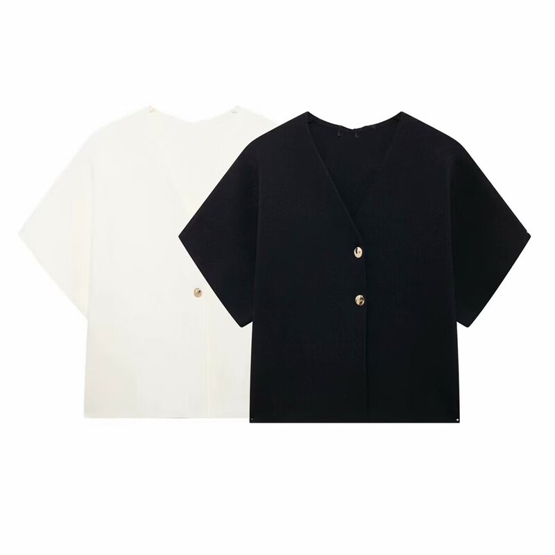 V-Neck Knit Sweater Top Factory - OEM Custom Summer Casual Elegant Streetwear