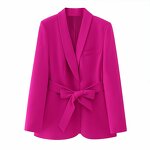 Women's Belt Blazer Factory - OEM Custom Vintage Long Sleeve Pocket Coat