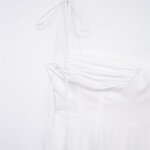 Retro Backless Woven Poplin Dress Factory - OEM Custom Ruched Decoration Layered