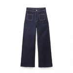 Classic High-Waisted Navy Jeans Factory - OEM Custom Autumn Casual Straight Decorated