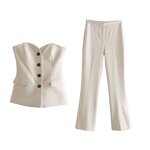 Sleeveless Button Vest Factory - OEM Custom Vintage Patch Pocket White Crop Top