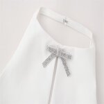 Jewelry Bow Decorated Vest Factory - OEM Custom Retro Halter Collar White Vest
