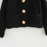Thick Needle Loose Sweater Jacket Factory - OEM Custom Retro Round Neck Single-Breasted