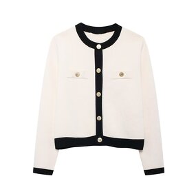 Single-breasted Knitted Jacket Factory - OEM Custom Long-sleeved Round Neck Sweater