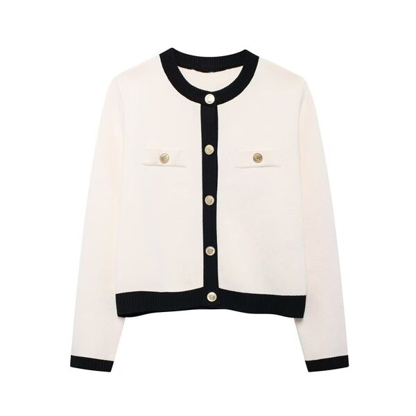 Single-breasted Knitted Jacket Factory - OEM Custom Long-sleeved Round Neck Sweater