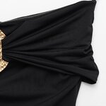 Metal Ornaments Jumpsuit Factory - OEM Custom Retro Sexy Sleeveless Classic Black