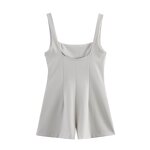 Suspender Jumpsuit Factory - OEM Custom Retro Lapel Sleeveless Women's Short