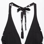 Embossed Flower Polka Dot Bodysuit Factory - OEM Custom Retro Halter Collar Slim