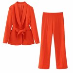 With Belt Orange Blazer Factory - OEM Custom Vintage Long Sleeve Women's Top