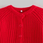 Red Knit Sweater Cardigan Factory - OEM Custom Vintage Long Sleeve Single-Breasted