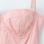 Pink Square Neck Dress Factory - OEM Custom Retro Waist Pleated Sleeveless