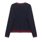 Gold Button Knitted Top Factory - OEM Custom Retro Round Neck Long Sleeve Casual