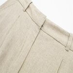 Linen Blend High Waist Shorts Factory - OEM Custom Summer New Retro Side Pocket