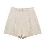 Linen Blend High Waist Shorts Factory - OEM Custom Summer New Retro Side Pocket