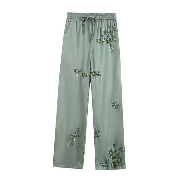 Side Pocket Straight Leg Pants Factory - OEM Custom Vintage Drawstring High Waist