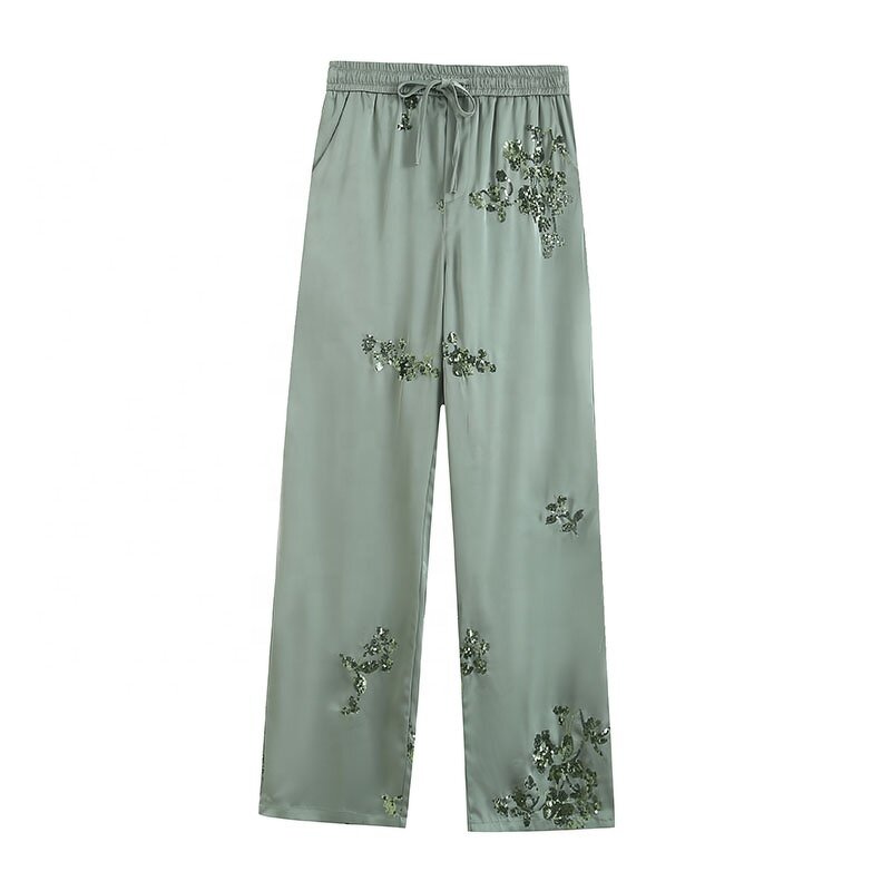 Side Pocket Straight Leg Pants Factory - OEM Custom Vintage Drawstring High Waist