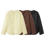 Round Neck Diamond Jacket Factory - OEM Custom Autumn Winter Retro Long Sleeve