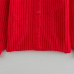 Red Knit Sweater Cardigan Factory - OEM Custom Vintage Long Sleeve Single-Breasted