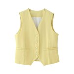 Vest Trousers Suit Factory - OEM Custom Retro V-neck Sleeveless High Waist