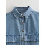 Double Pocket Denim Top Factory - OEM Custom Autumn Winter 3-color Retro Lapel