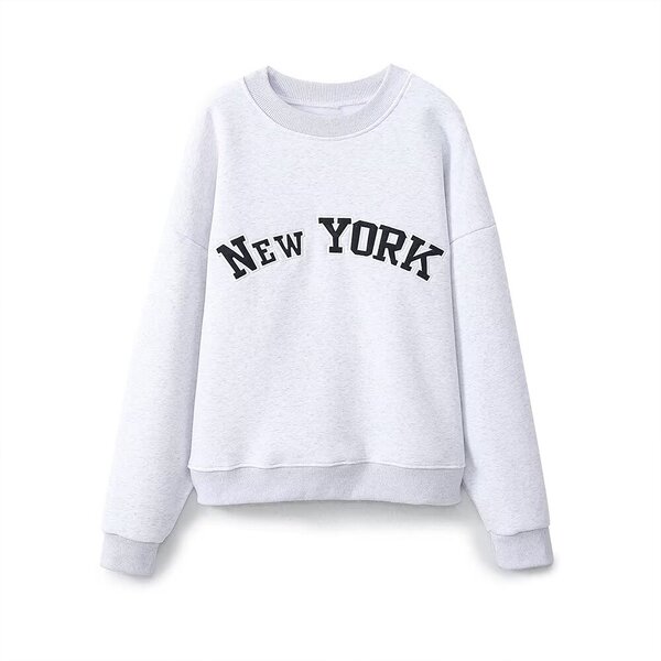 Text Embroidered Velvet Sweatshirt Factory - OEM Custom Sports Retro Ladies Top