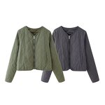 Quilted Washed Cotton Coat Factory - OEM Custom Autumn Fashion Retro Casual Round