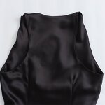 Silk Satin Texture Dress Factory - OEM Custom Retro Black Sleeveless Midi