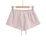 Plaid Button Trim Shorts Factory - OEM Custom Summer Fashion Retro Drawstring Casual