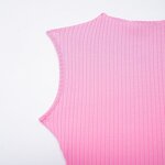 Balloon Ribbed Dress Factory - OEM Custom Retro Round Neck Sleeveless Slim