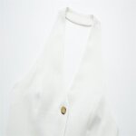 Single Breasted White Vest Factory - OEM Custom Retro Backless Halter Neck Ladies