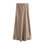 Multicolor Satin Midi Skirt Factory - OEM Custom Vintage A-Line High-Waisted