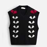 V-neck Heart Jacquard Sweater Vest Factory - OEM Custom Spring Men's Street Style