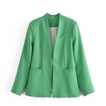 Women's Casual Suit Jacket Factory - OEM Custom Lapel-free Long Sleeve