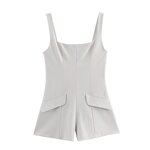 Suspender Jumpsuit Factory - OEM Custom Retro Lapel Sleeveless Women's Short